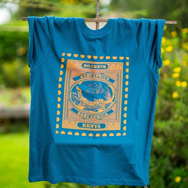 Serval Cat Orange print on petro t-shirt