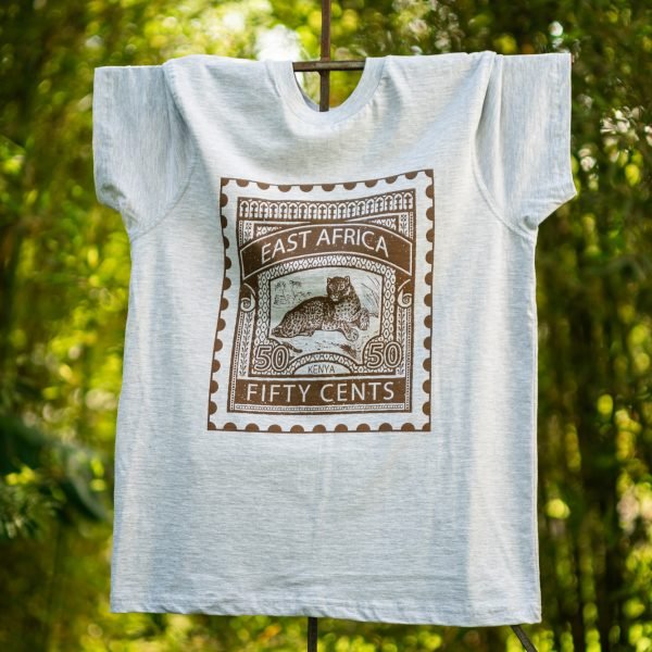 Leopard Brown print on grey t-shirt