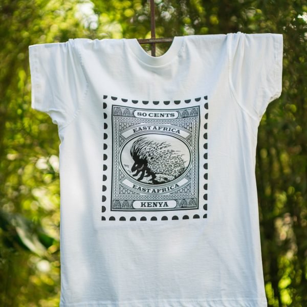 Porcupine Black Print on white t-shirt