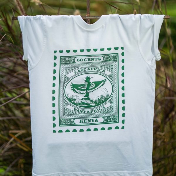 Hoopoe Dark green print on white t-shirt