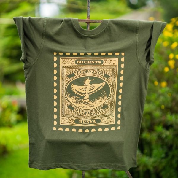 Hoopoe Sand print on Olive t-shirt