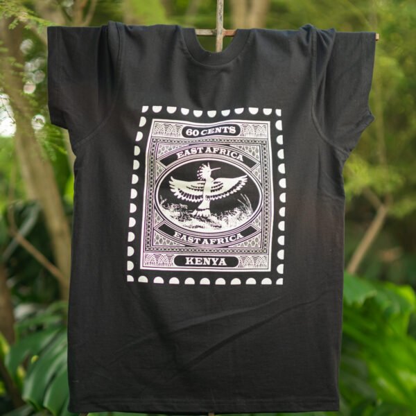 Hoopoe White print on black t-shirt