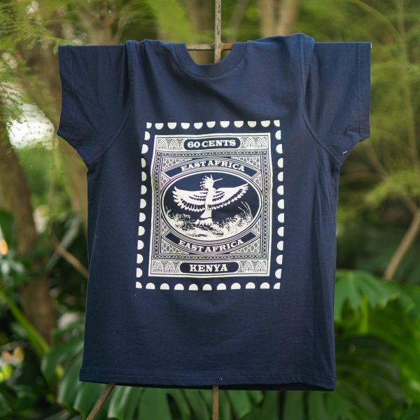 Hoopoe White print on navy t-shirt