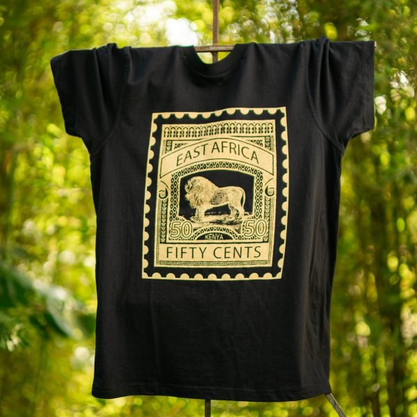 Lion Sand print on black t-shirt