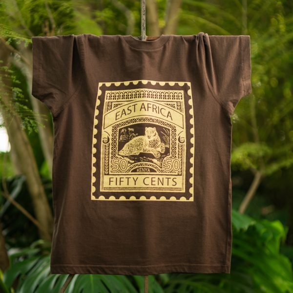 Leopard Sand print on brown t-shirt