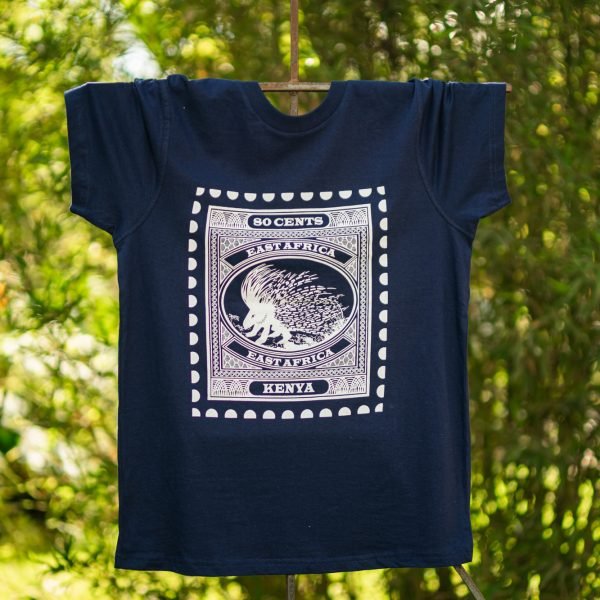 Porcupine White print on Navy t-shirt
