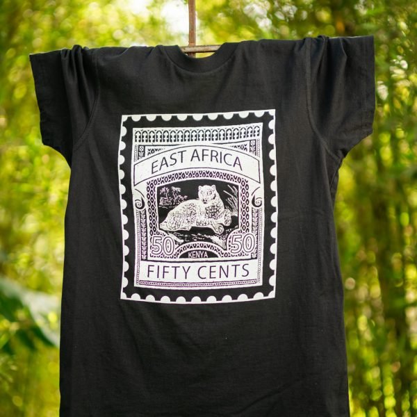 Leopard White print on black t-shirt